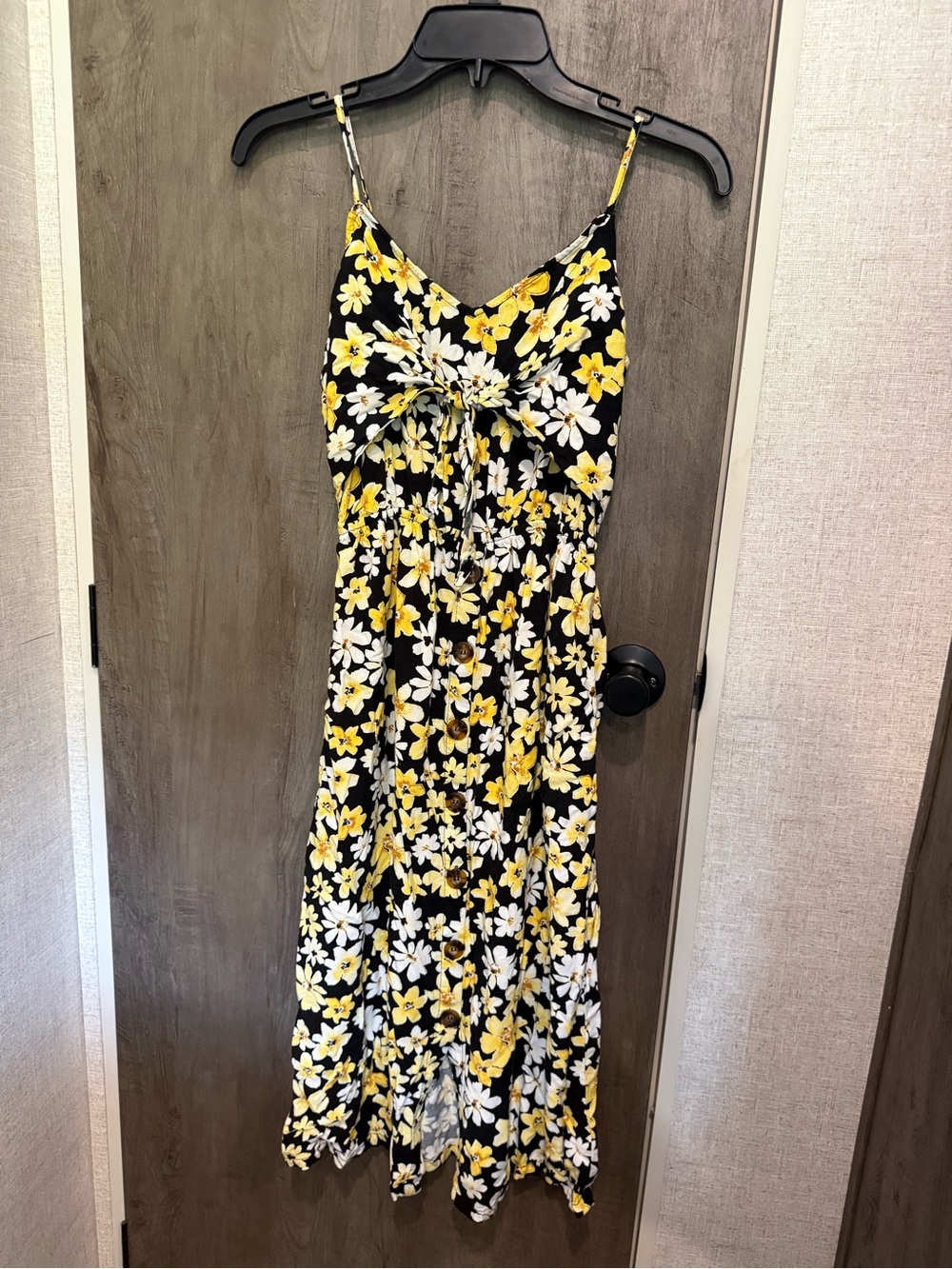 Mimi Chica Black Maxi Dress with Yellow and White Floral Print